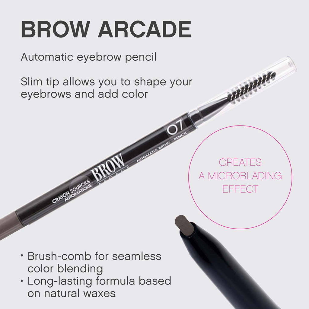 Vivienne Sabó Brow Arcade Eyebrow Pencil - Micro Definer with Brush for Cool Tones | Longwear Smudge-Proof, Shade 07 Ash Brown, 0.035 oz