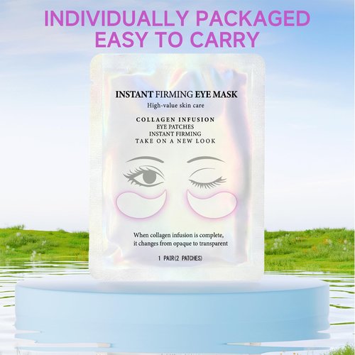 CEMSAZORL Instant Firm Under Eye Patches, Collagen Peptide Firming Under Eye Mask for Puffy Eyes and Dark Circles Treatment, Wrinkles Filler Improve Fine Lines Skin Care for Women Men, 10 pair
