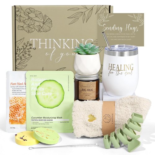 Thinking of You Care Package for Women - Get Well Soon GBasket for Sick Friend After Surgery Gifts Feel Better Gifts for Women, Sympathy Gift Baskets Sending Hugs, Self-Care Spa Gifts