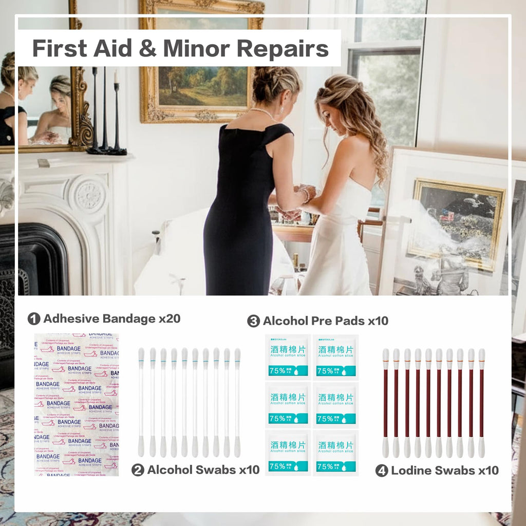 Wedding Day Emergency Kit for Bride, Team Bride Wedding Essentials Survival Set, Must-Have 40+ Essentials Travel Kit with Makeup Bag (Pink)