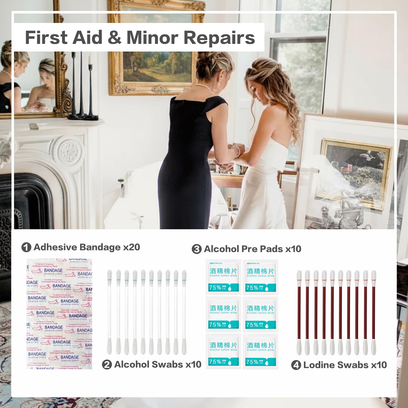 Wedding Day Emergency Kit for Bride, Team Bride Wedding Essentials Survival Set, Must-Have 40+ Essentials Travel Kit with Makeup Bag (Pink)