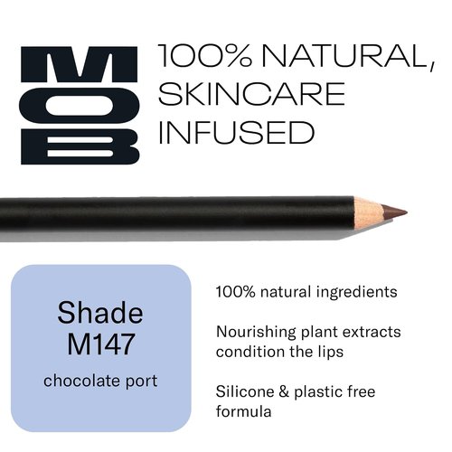 MOB Beauty Waterproof Lip Liner - Smooth Precision Formula in M147 Chocolate Port | 100% Natural, Vegan & Cruelty-Free