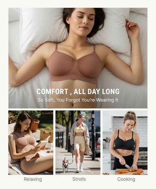 FeelinGirl Bralettes for Women - Comfortable Seamless Supportive Bras | No Underwire, Everyday Wear