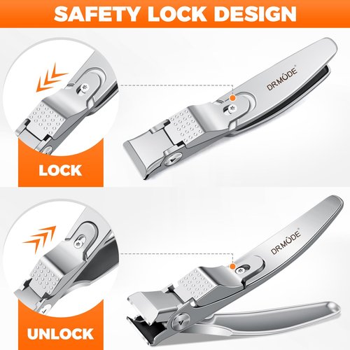 Straight Nail Clippers for Men, German Ergonomic 18mm Large Toenail Clippers for Thick Nails for Seniors with Wide Jaw, Long Handled Nail Cutter Edgy Toe Nail Clipper for Adult with File, Gift for Men