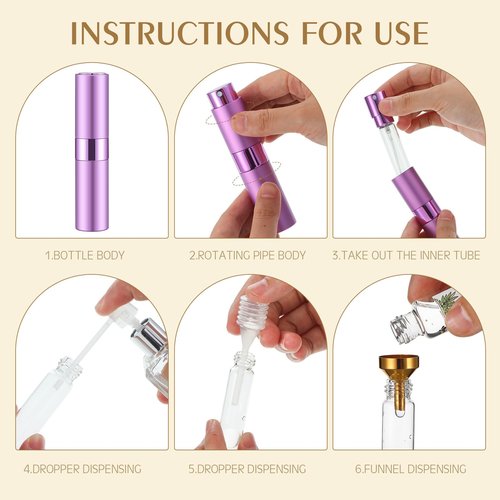 Honeydak 16 Pack 8 ml Refillable Perfume Atomizer Mini Refillable Spray Travel Bottles Empty Cologne Sprayer Portable Fragrance Atomizer with Funnel, Dispenser, Pipettes, Bag(8 Colors)