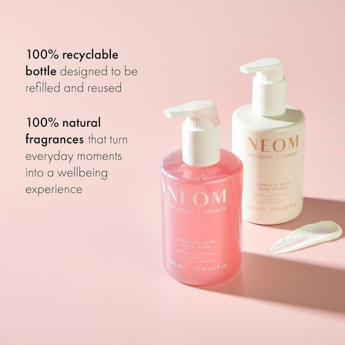 Neom Complete Bliss Hand Wash - 300ml | Blush Rose, Lime & Black Pepper | Natural Color & Refillable