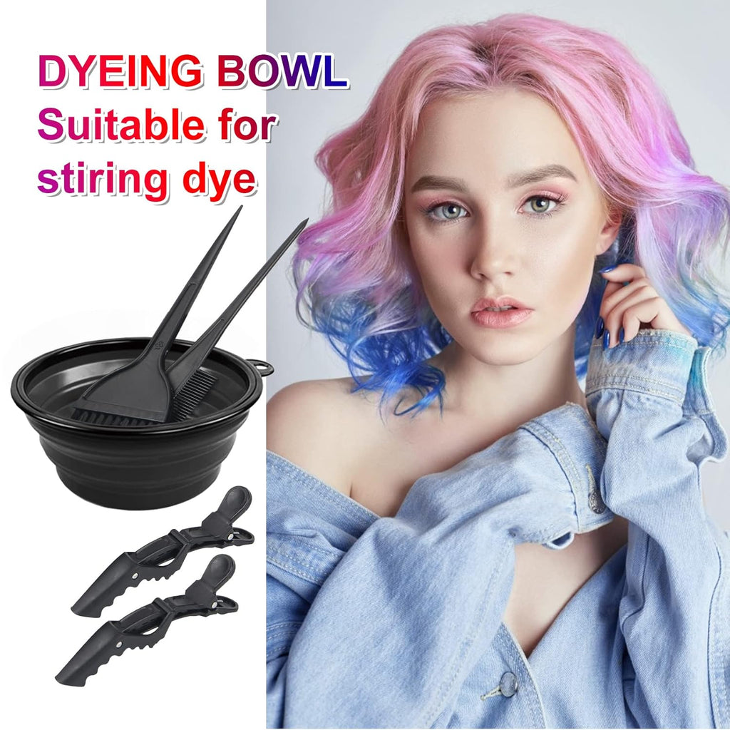Yexixsr Professional Salon Hair Coloring Kit - 5 Pcs Hair Dye Brush, Bowl & Clips Included