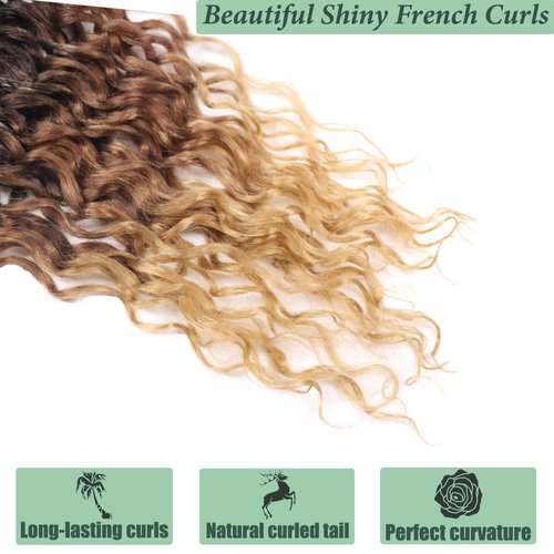 Deep Faux Locs Crochet Hair 30 Inch 8 Packs Goddess Locs Crochet Hair 1B3027 Soft Loc Faux Loc Crochet Braids with Curly Ends Prelooped Deep Wave Croceht Braids for Black Women(Black to Blonde)