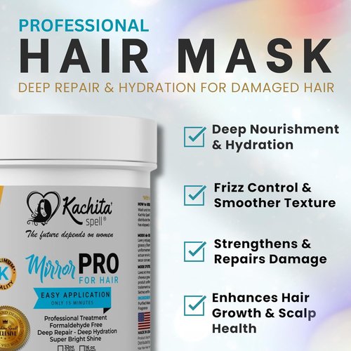 Kachita Spell MirrorPRO Hair Mask - Intensive Deep Conditioner for Dry, Damaged Hair | 16 oz Hydrating Treatment, Anti-Frizz Care