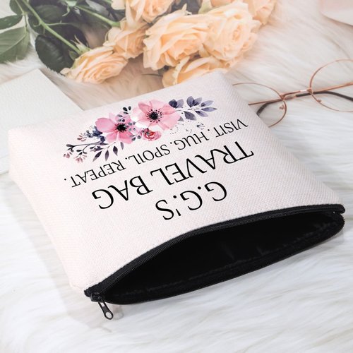 POFULL GG Gift Grandma Gift G.G.'S Travel Bag Visit Hug Spoil Repeat Travel Cosmetic Pouch GG Mother Day’s Gift (G.G.'S Travel Bag)