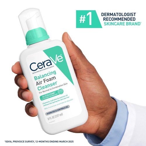 CeraVe Balancing Air Foam Face Wash - Foaming Cleanser for Combination Skin | 8HR Oil Control & 24HR Hydration, 8oz