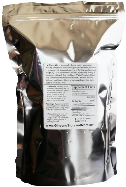 1lb He Shou Wu Whole Root Slices (Prepared) | Fo-Ti, Polygonum Multiflorum | Thinly Sliced, Premium Grade Large, Preservative Free | Use for Hair Loss, Energy, Health for Men & Women