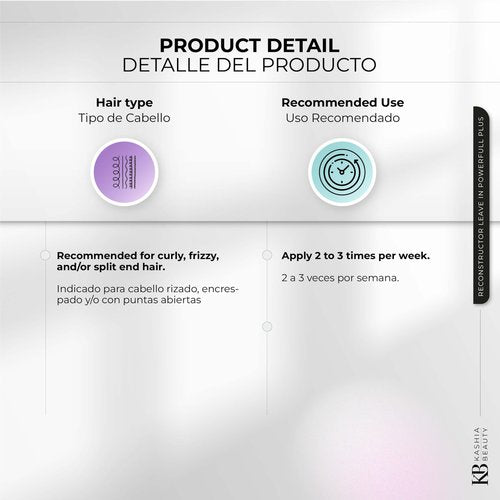 Kashia Beauty Reconstructor Leave-In Powerfull Plus 10.1 oz – Plant-Based Collagen Hair Treatment – Anti-Frizz UV Protection – Deep Hydration with Shea Kokum & Illipe Butters