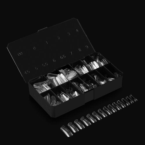 Aprés Gel-X® Sculpted Square Long Tip Box | 500pc Gel-X Tips, 11 Sizes 00-9, Premium Quality