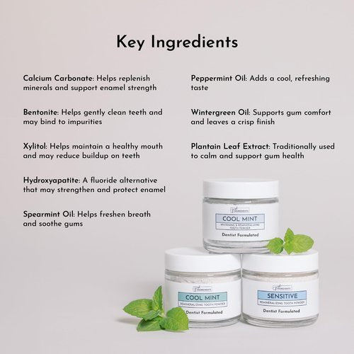 Remineralizing Tooth Powder – Fluoride-Free Oral Care – Gently Cleans & Whitens – Supports Strong Teeth & Fresh Breath – Vegan, Non-GMO, Made with Real Food Ingredients (Regular, Remineralizing)