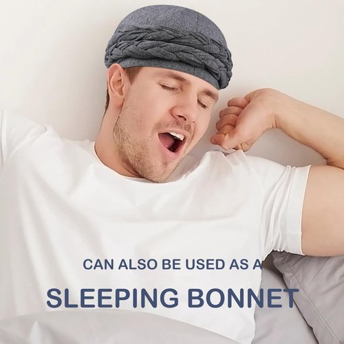 Babalet Halo Turban for Men Women Satin Lined Durag Skull Cap Pre-Tied Handmade Braids Tail Beanie Sleeping Bonnet,Black