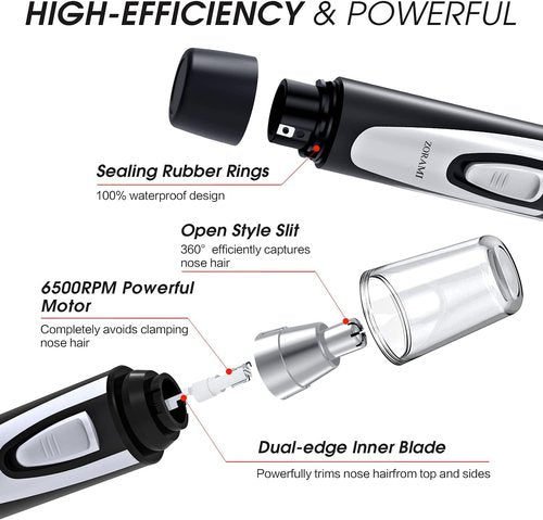 2026 Professional Ear and Nose Hair Trimmer by [Brand Name] - Painless, Waterproof, Dual Edge Blades, Black