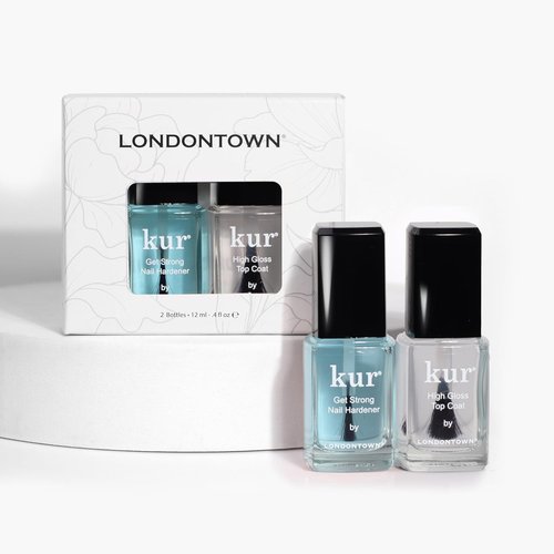 LONDONTOWN Strength & Shine Duo - Strong Nail Hardener & High Gloss Top Coat Set | 0.40 fl oz