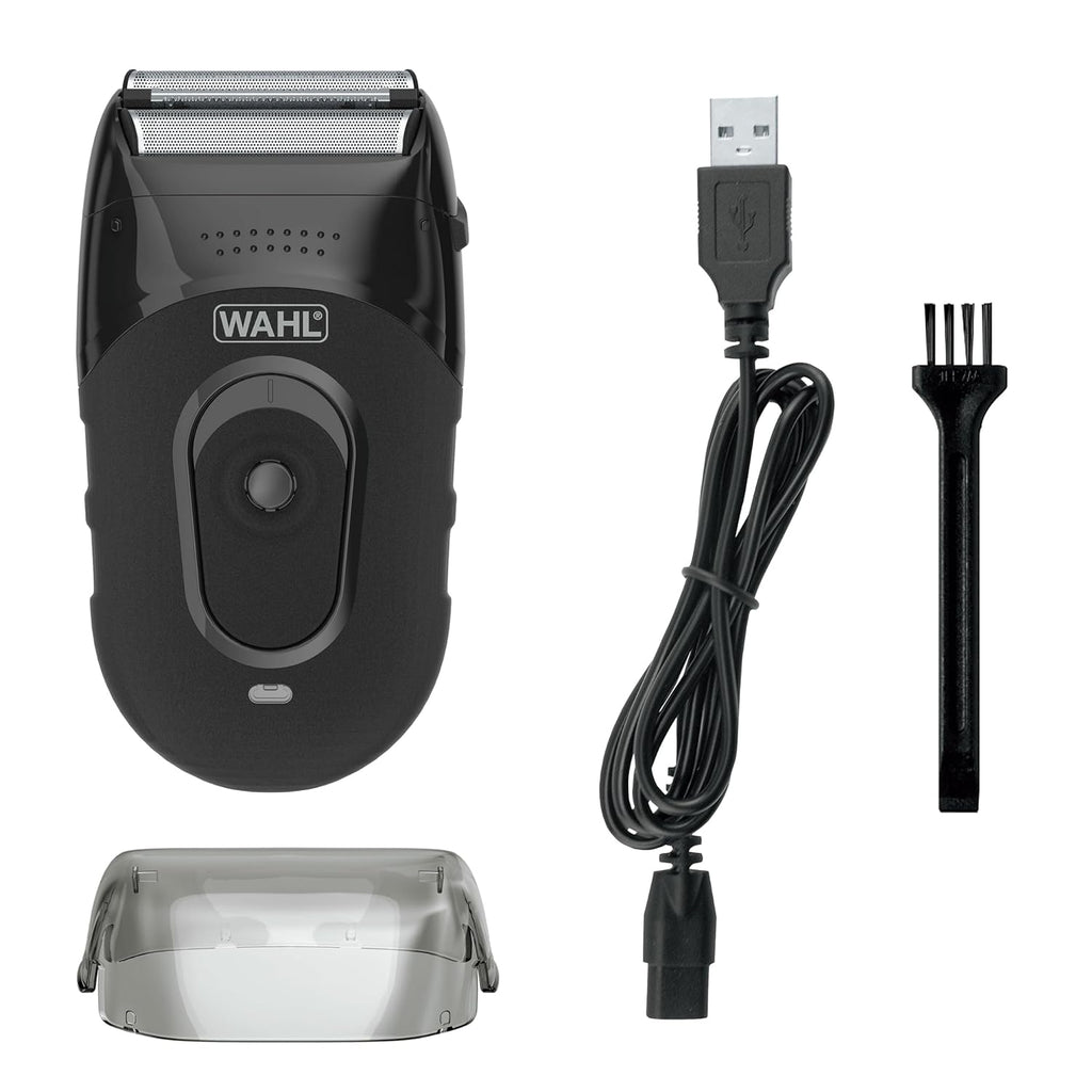 Wahl Compact Rechargeable Lithium Ion Shaver Kit - Hygienic Rinseable Foils & Dual Flexible Contours