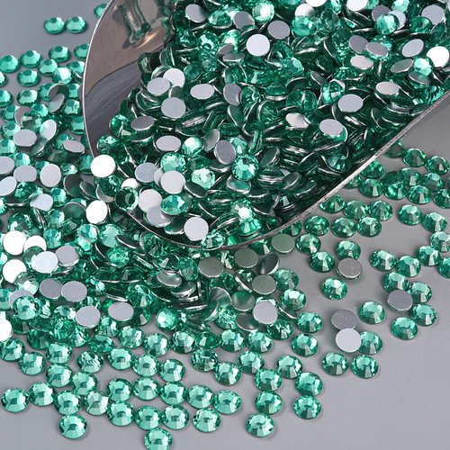 Blinginbox 1440 Pieces SS20/4.6-4.8mm Flat Back Crystal Rhinestones Round Gems for Nail Art,Mint