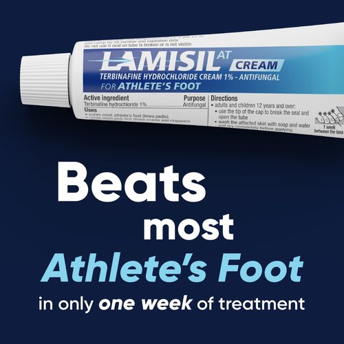 Lamisil Athlete's Foot Cream, 1 Week Treatment, Prescription Strength Terbinafine Hydrochloride, Fast Symptom Relief, Cures Most Athlete's Foot, 30 g (1 oz) - 2 pk