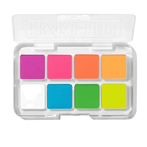 BAKEUP Neon Eyeshadow Palette – 8 Bold Shades, Micro Palm Size, Pressed Pigments & Eyeshadows, neon eyeshadow pigment, travel size, palette matte, highly pigmented