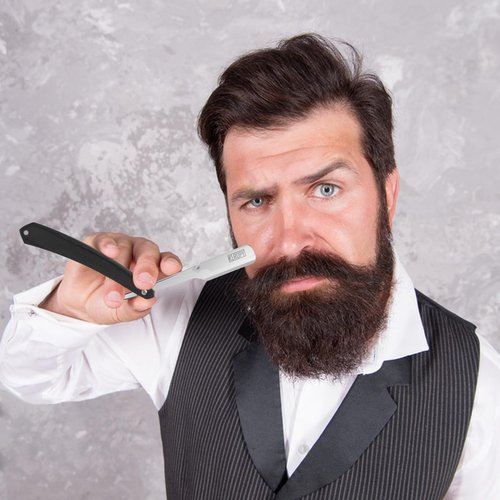 Shavette Straight Razor Kit for Men - Stocking Stuffers Gifts for Dad, Husband, Boyfriend - Professional Barber Straight Edge Razor with Black Wooden Handle for a Close, Smooth Shave & Beard Shaping