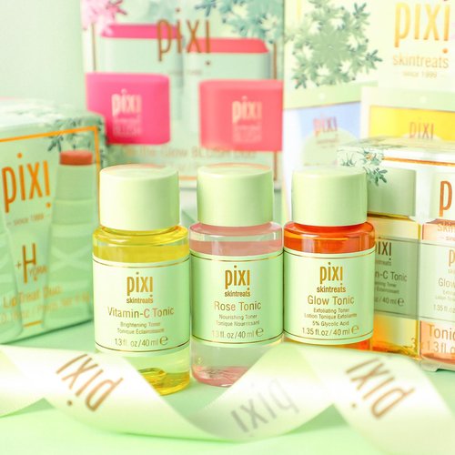 Pixi Beauty Tonic Trio | Holiday Edition Gift Set with 3 Pixi Favorite Tonics | Glow Tonic, Vitamin- C Tonic, Rose Tonic | Calming, Hydrating, Gentle Exfoliating and Smoothing