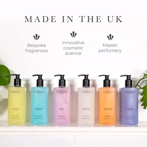 Pecksniff's Hand Wash - Liquid Hand Soap for Soft Skin, Natural, Revitalising, Hydrates and Moisturises, Handcrafted in England, Cruelty Free, Gift of Luxury 480ml/16.2 fl oz (Gardenia & White Peach)