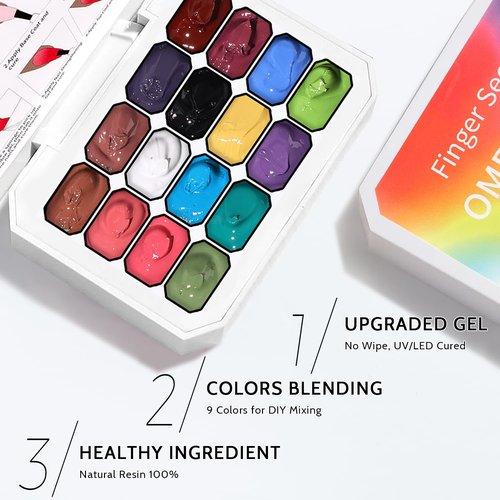 Karroy Sponge Pat Paint Nail Gel, Ombre Nails Gradient Gel Nail Blush Blooming Aura Nails Drawing Stripper Floral Painting DIY Nail Art, No Wipe, UV/LED Curing (16 Colors B)