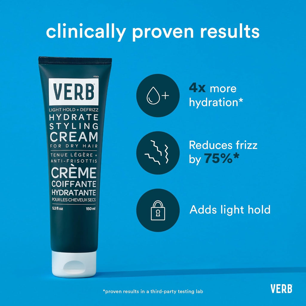 VERB Hydrate Styling Cream - Smooths Frizz & Hydrates Dry Hair - Amber & Warm Jasmine Scent