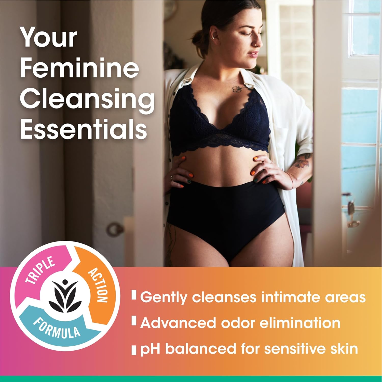 vH Essentials pH Balanced Daily Feminine Wash - Tea Tree Oil & Prebiotic, 6 Fl Oz, Pack of 1
