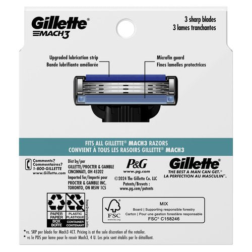 Gillette Mach3 Razor Refills for Men, 10 Razor Blade Refills