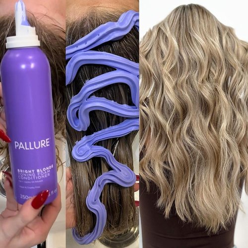 Pallure Bright Blonde Hair Toning Foam Conditioner - Reduces Brassiness & Yellow Tones | Vegan, 250 ml