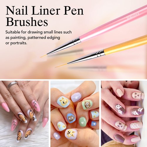 Nail Art Brushes for Gel Art Design Brush Tools Dual-Head Pen Painting Set Include Extension Brush Liner Brush Dotting Pen for DIY Manicure Polish
