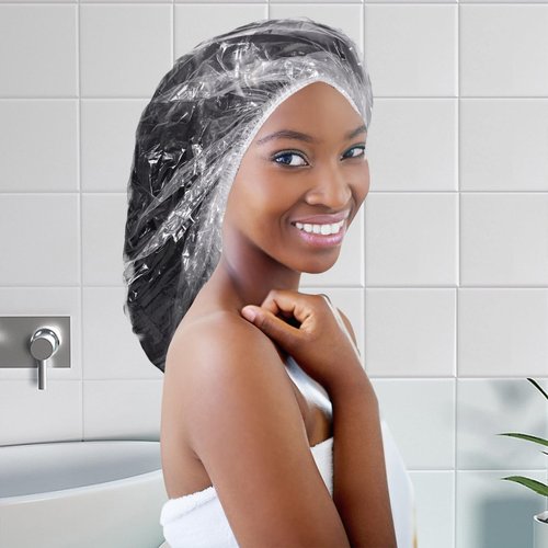 Dyrfolm 50 PCS Disposable Shower Caps - Extra Large, Waterproof Elastic, Thick Hair Caps For Bath & Spa