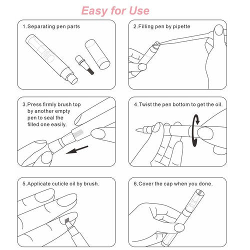 UPZIGS 50 Pack Empty Cuticle Oil Pens Bulk-3ml Travel Size Nail Oil Pen, Disposable Twist Pens with Brush-No Leak, DIY Nail Care Kits for Nail Salon