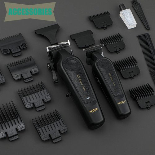 VGR Professional Hair Clippers for Men - Cordless Barber Clippers & Zero Gapped Trimmer Set, 7000RPM High Power Hair Cutting Kit with Ceramic Blade, USB-C Rechargeable Grooming Tools for Fade V197&995