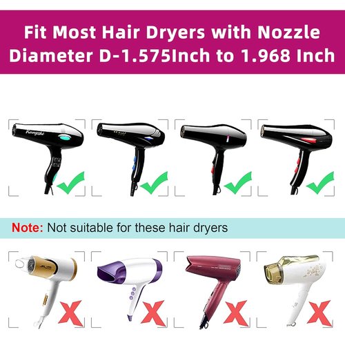 Collapsible Silicone Hair Dryer Diffuser - Travel-Friendly & Space-Saving - Fits Most Dryers (1.575-1.968 Inch Nozzle) - Pink