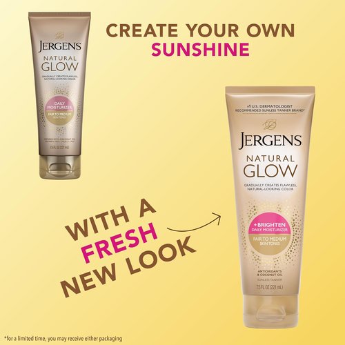 Jergens Natural Glow Self Tanner - Daily Moisturizing Body Lotion for Fair to Medium Skin Tone | 7.5 Oz