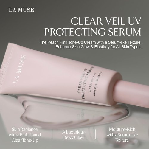 LA MUSE Peach Pink Glow Tone Up Cream - Lightweight Tinted Moisturizer for Radiant Skin | Hydrating Primer, 1.7 fl oz