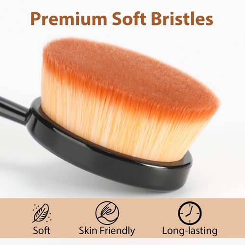 Oval Foundation Brush with Handle - Professional Kabuki Toothbrush Makeup Brush Fast Flawless Application with Dense Soft Bristles for Liquid, Cream, Powder, Blending, Body Self-tanner
