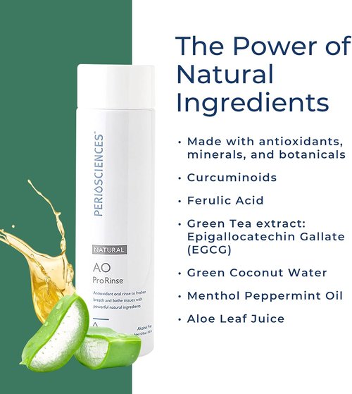 PerioSciences AO ProRinse Natural Mouthwash - Antioxidant & Amino Acid Formula | Fluoride-Free, 10 Fl Oz