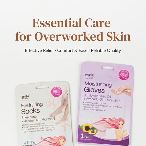 Epielle Hydrating & Moisturizing Hand & Foot Masks, Relieve and Soften Dry, Rough Skin, Self Care Gifts for Women, Spa Kit, Easter Basket Stuffers, 6 Moisturizing Gloves & 6 Moisturizing Socks