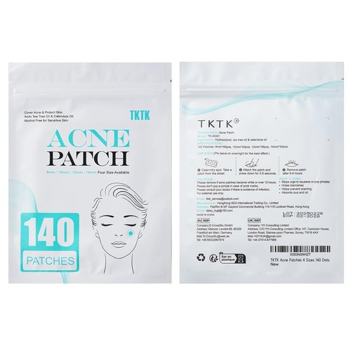 TKTK Pimple Patch Acne Patch, 4 Sizes 280 Patches Acne Absorbing Cover Patch, Hydrocolloid Invisible Acne Patches For Face Zit Patch Acne Dots Tea Tree, Calendula Oil - 2 Pack
