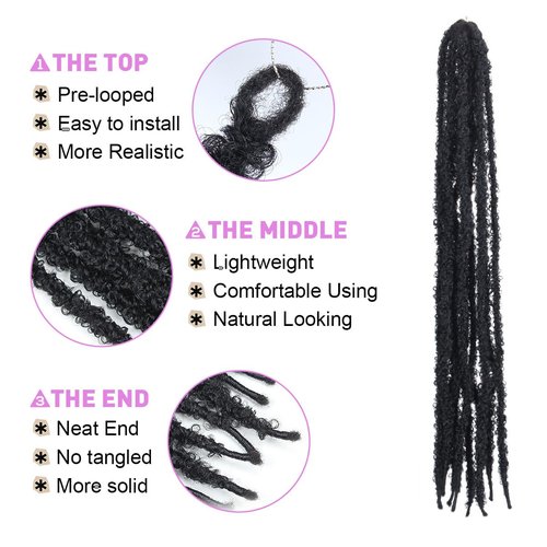 Vecago 30 inch Disstressed Butterfly Locs Crochet Hair, 7 Packs Disstressed Faux Locs Handmade Soft Locs for Women(6Packs+1Pack Change Color)