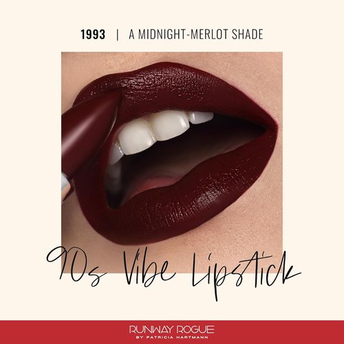 Runway Rogue 90s Vibe Lipstick - Moisturizing Matte Dark Burgundy in Midnight Merlot ‘1993’
