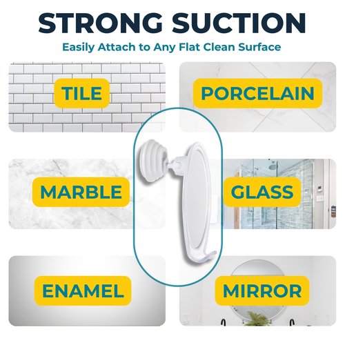 HONEYBULL Fogless Shower Mirror with Suction Mount & Swivel – Anti-Fog Acrylic Bathroom Mirror for Shaving – Built-in Razor Holder, Easy Install, Home Shower Accessory (White)
