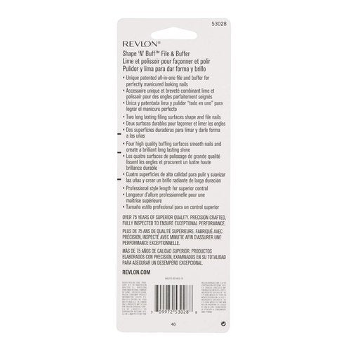Revlon Nail Buffer, Shape 'N' Buff Nail File & Buffer, Nail Care Tool, All-in-One Shaping & Buffing, Easy to Use (Pack of 2)