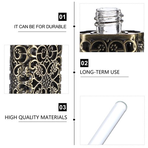 Beavorty 3Ml Hollow Engraved Metal Perfume Oil Bottle Refillable Atomizer Spray Bottle for Travel and Essential Oil Storage